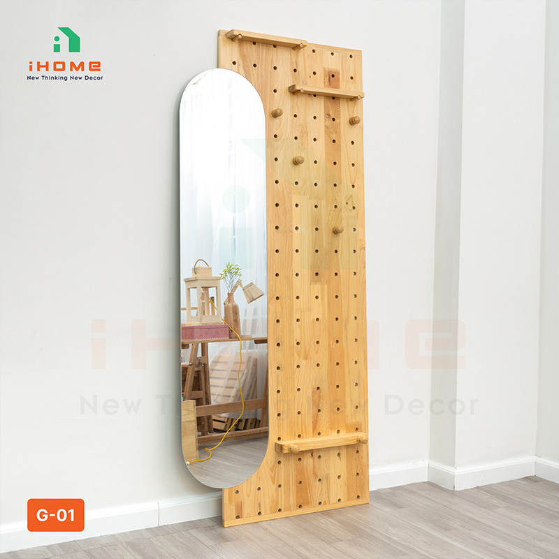 Gương gỗ kèm giá trang trí G-01 chất lượng giá rẻ Gương toàn thân